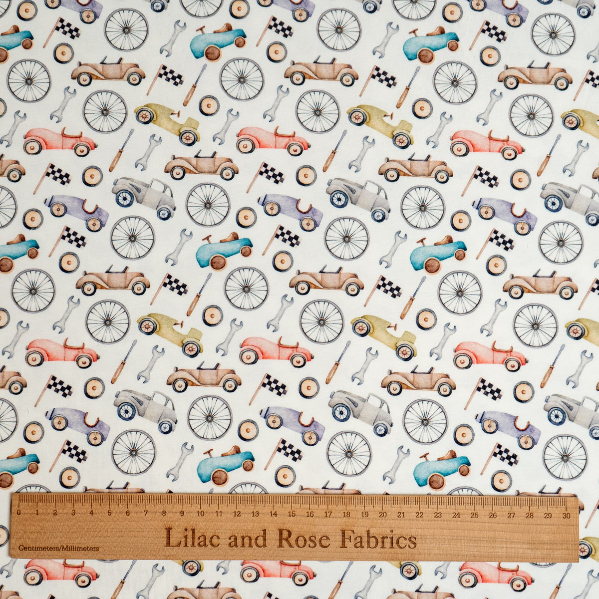 Remnant 50cm - Cotton Jersey - Vintage Cars