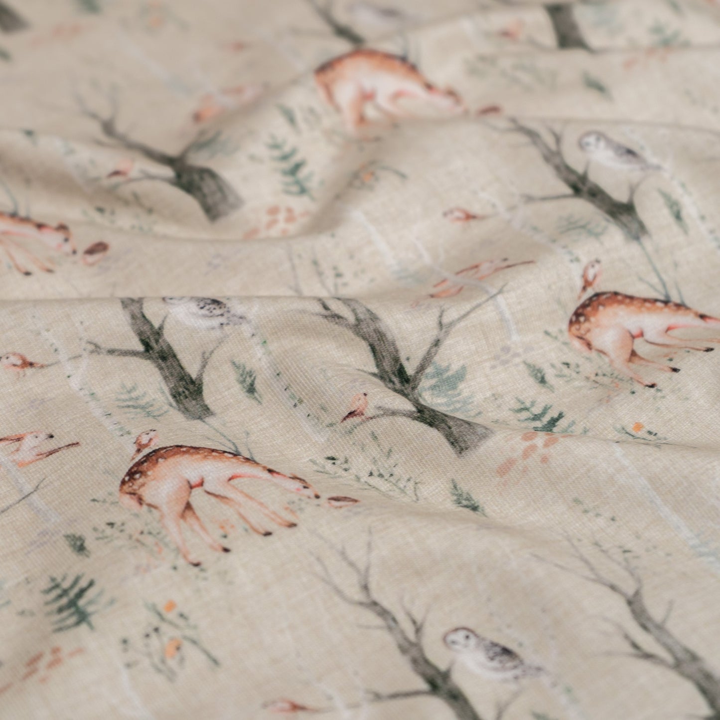 Cotton Jersey - Woodland Animals on Beige