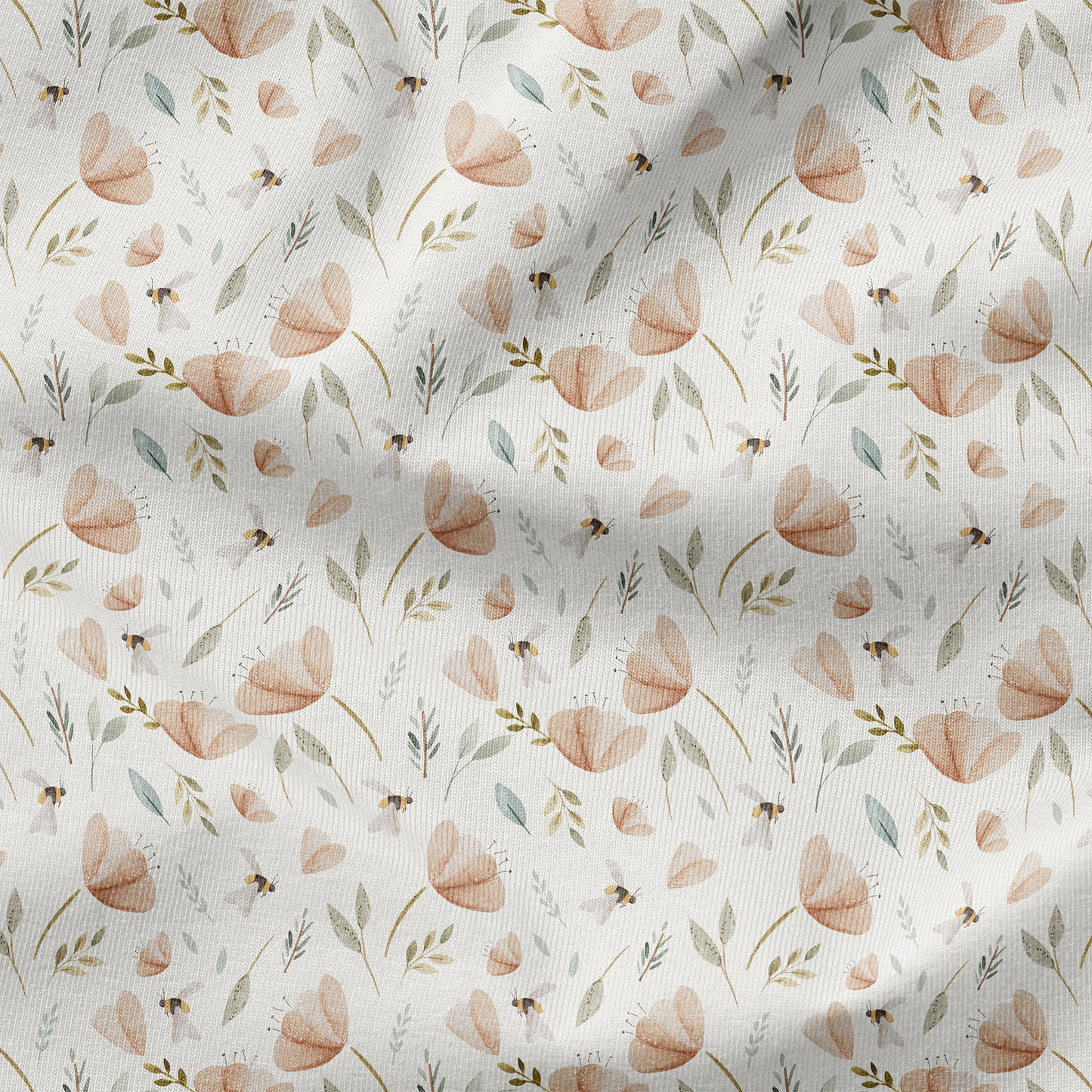PRE-ORDER - Floral Bees in Ecru